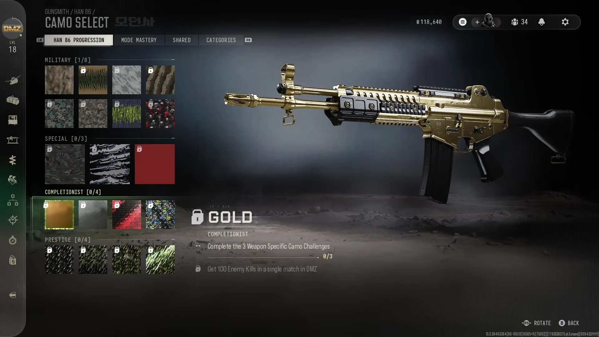 Gold camo DMZ challenge