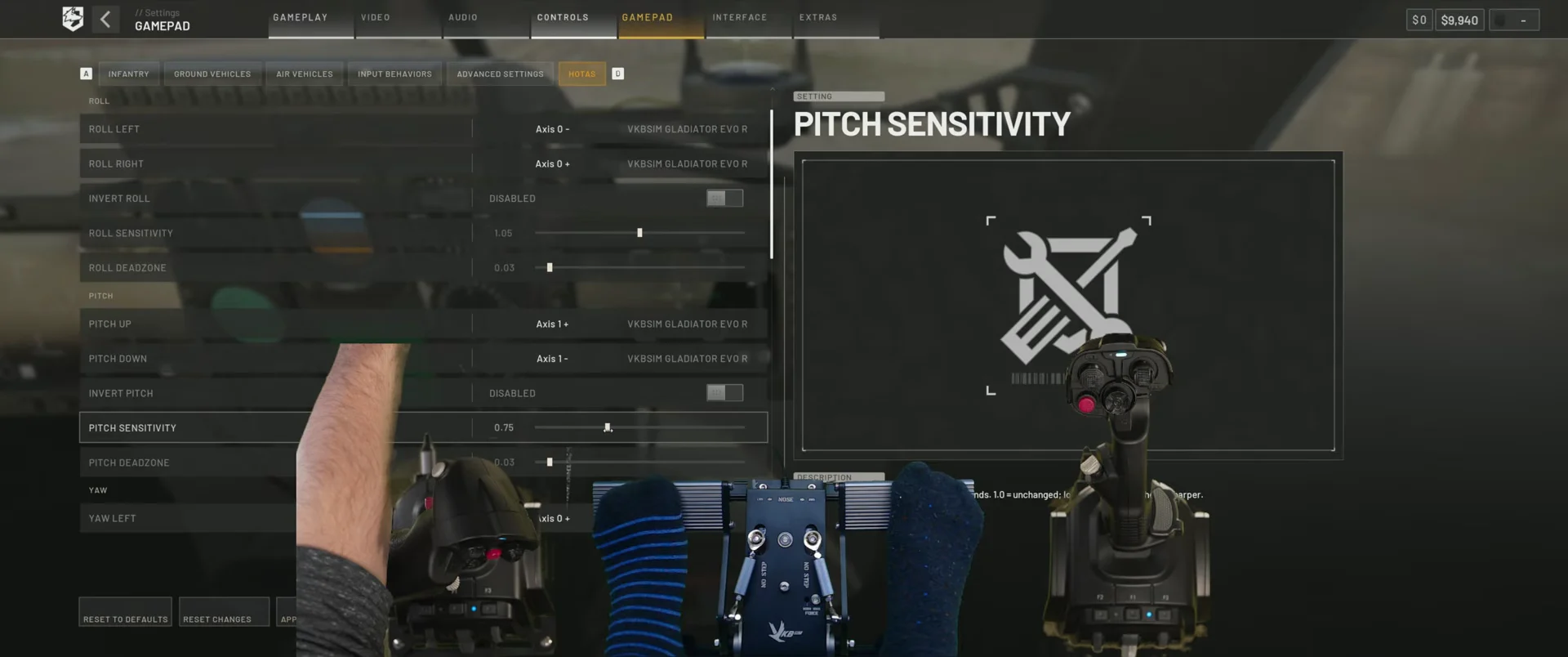 Pitch and Roll Sensitivity Tuning