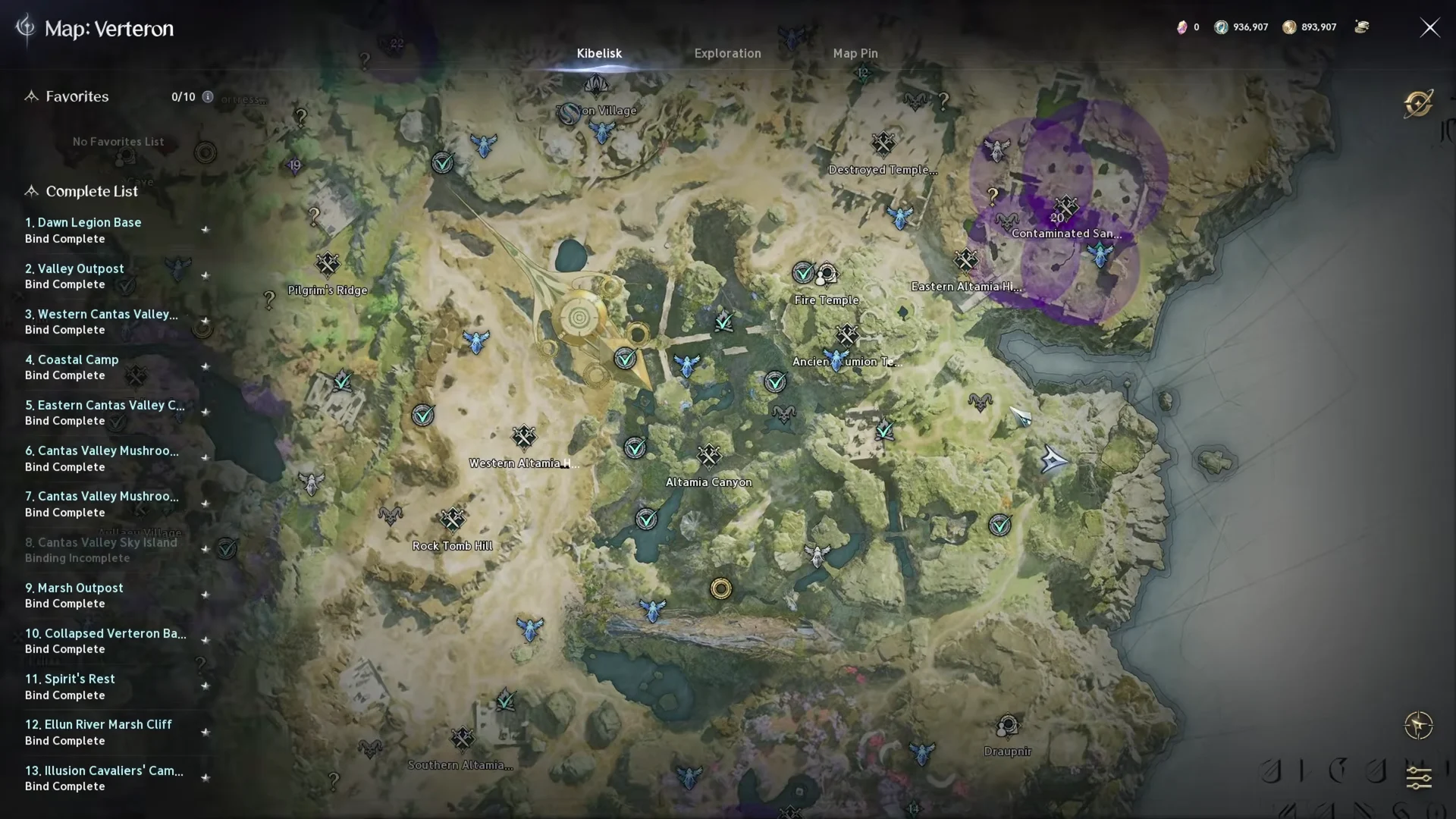 World Map and Elevation Spots