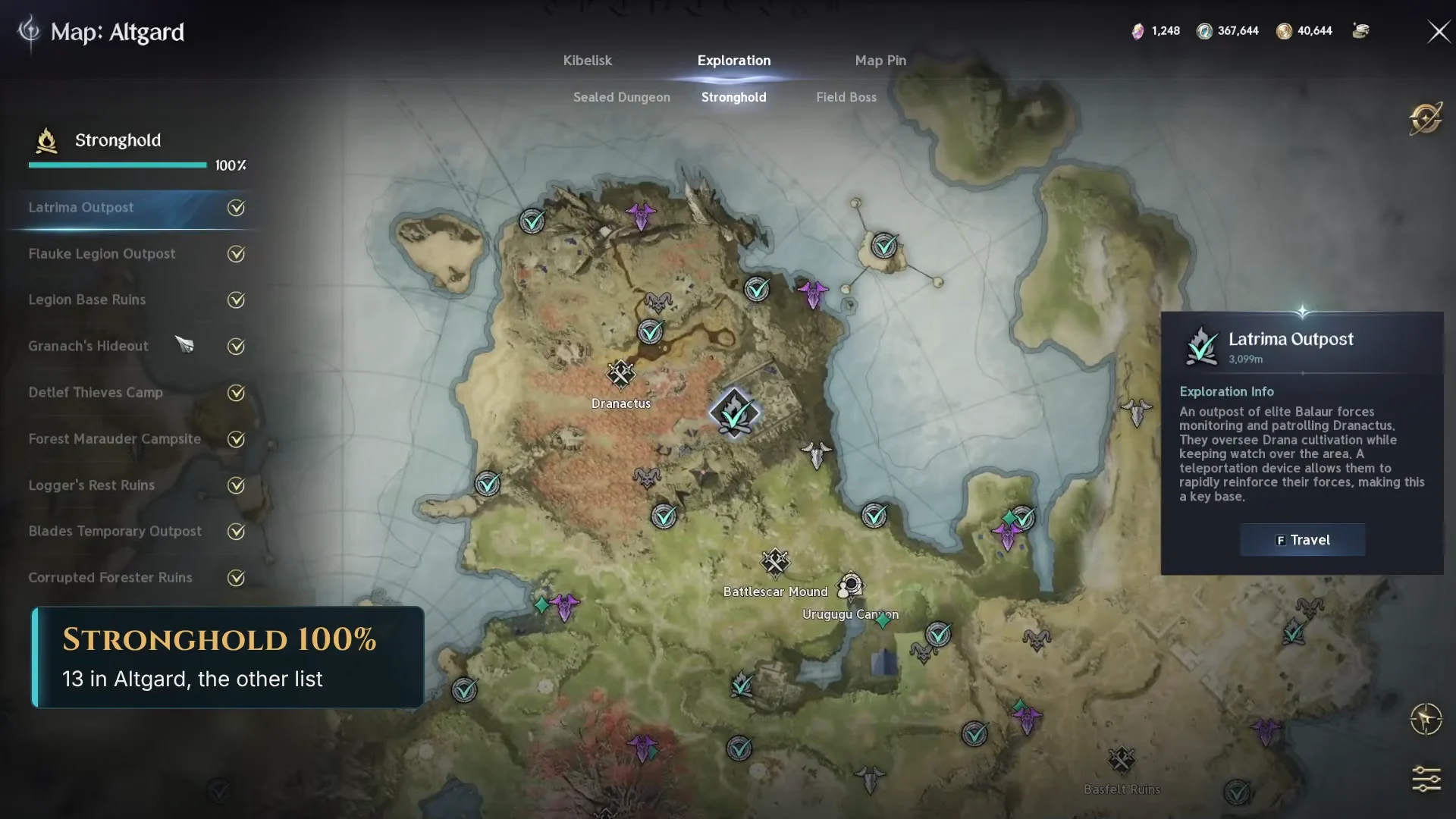 Stronghold Exploration List