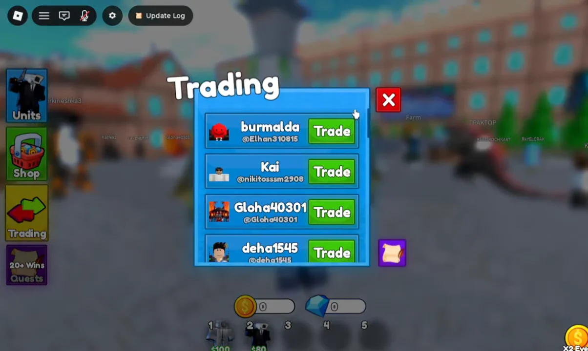 Opening Trading Menu