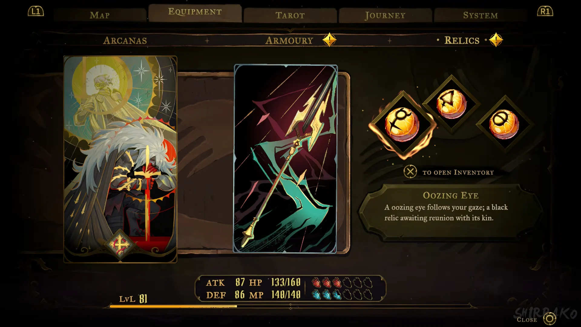 Equip three eye relics
