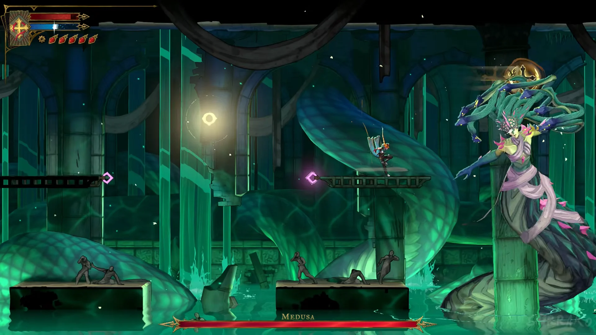 Medusa eye beam and dodge