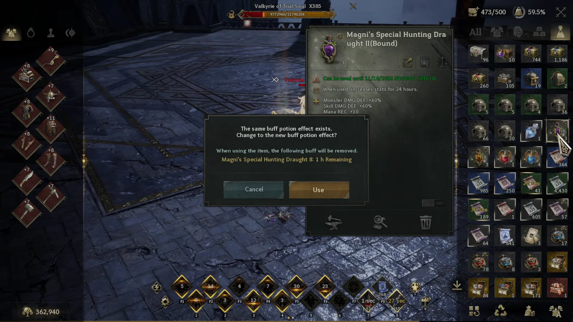 Using Hunting Draught Buff