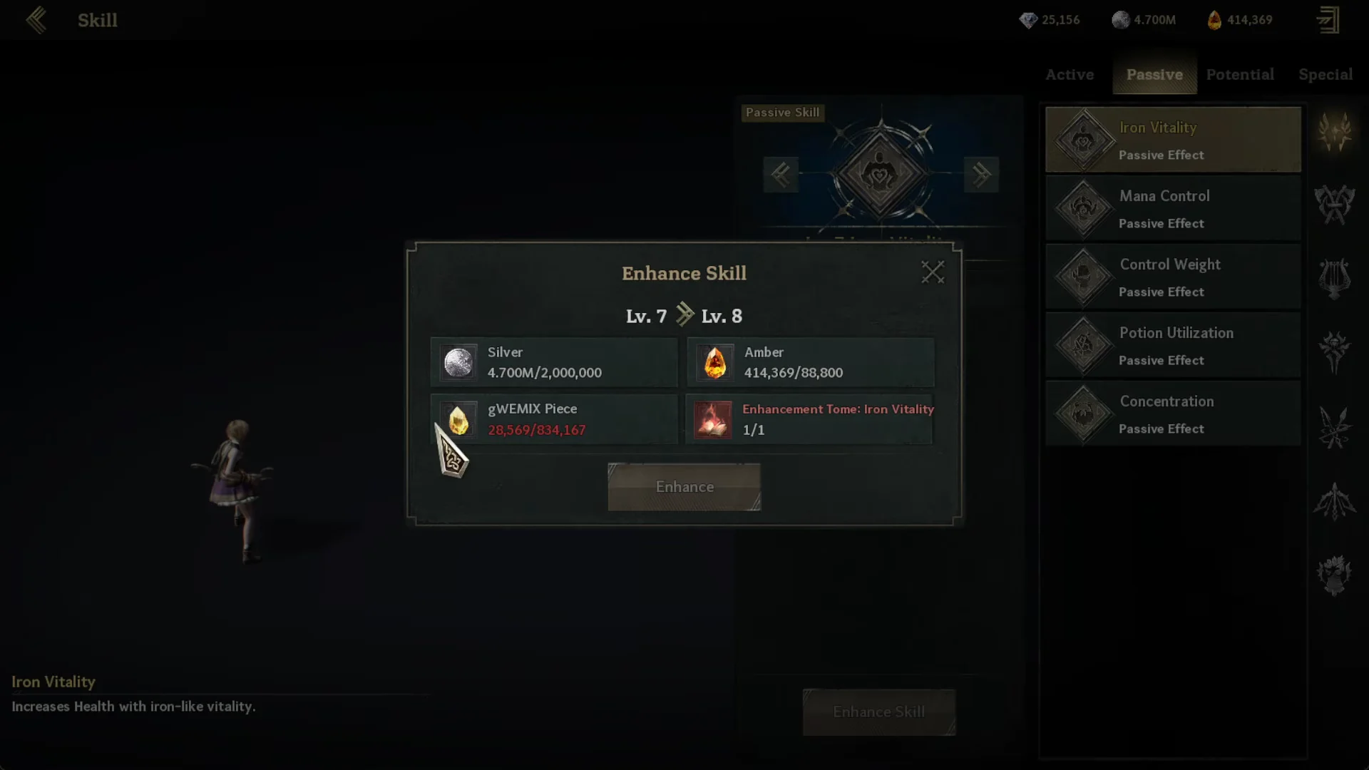 Enhancing Iron Vitality Passive Skill