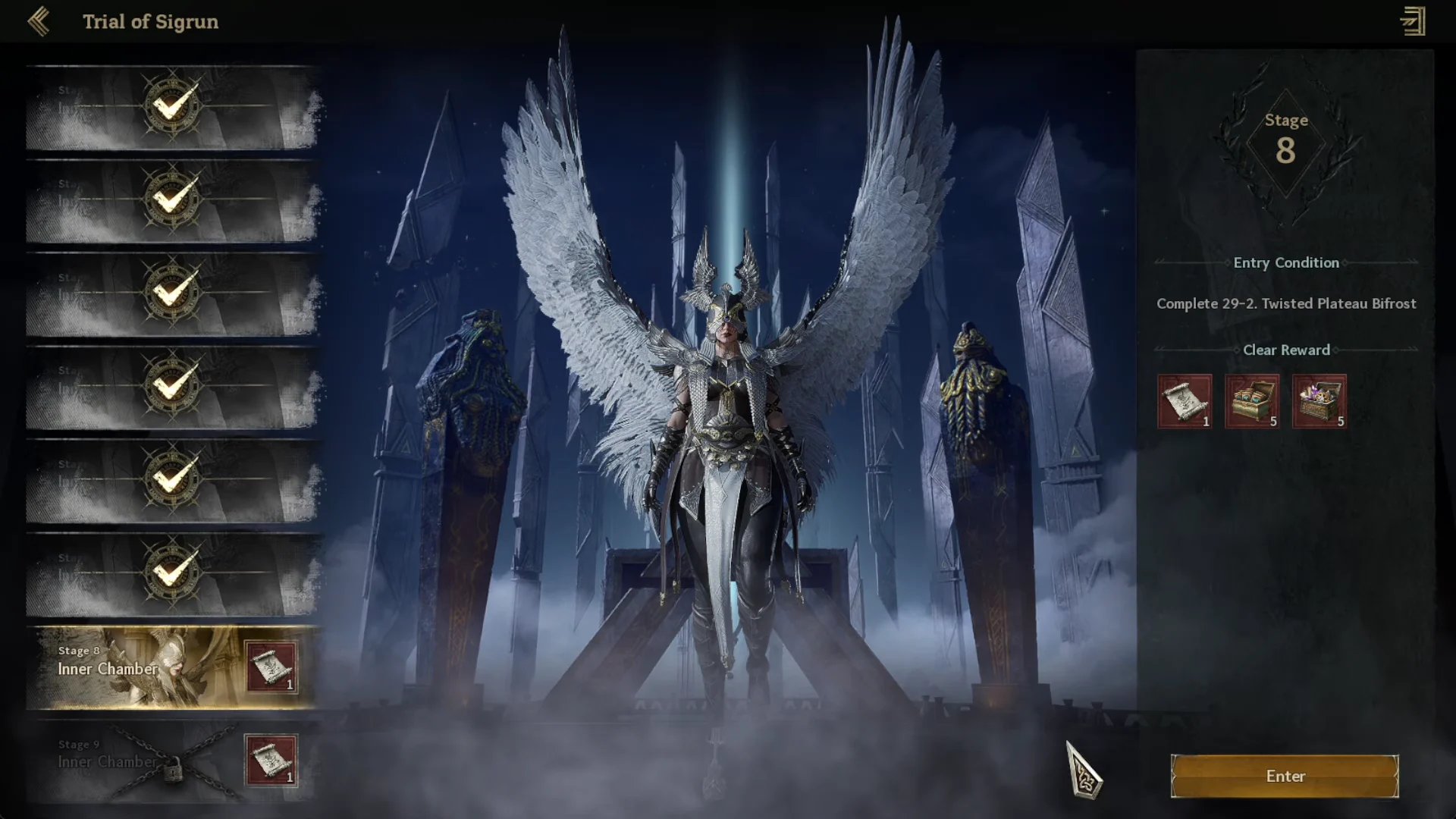 Trial of Sigrun Stage 8 Menu