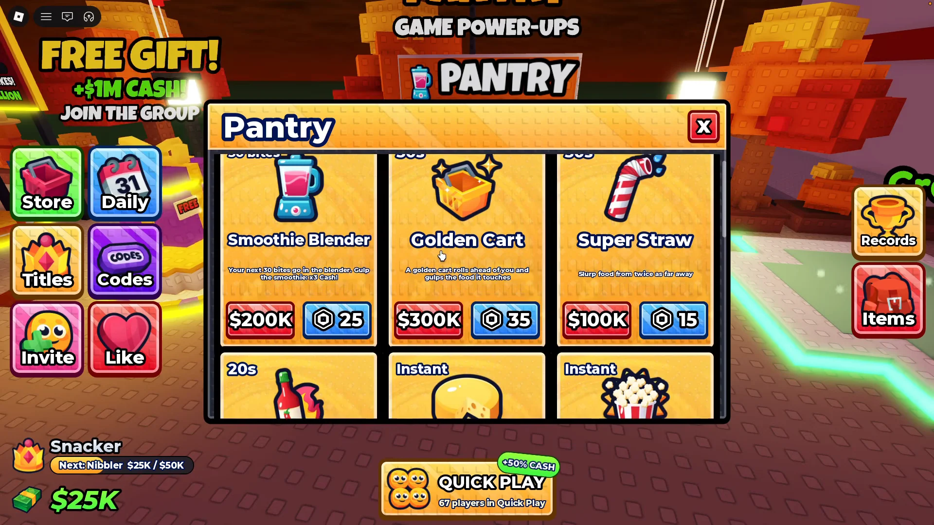 Pantry Power-ups Menu