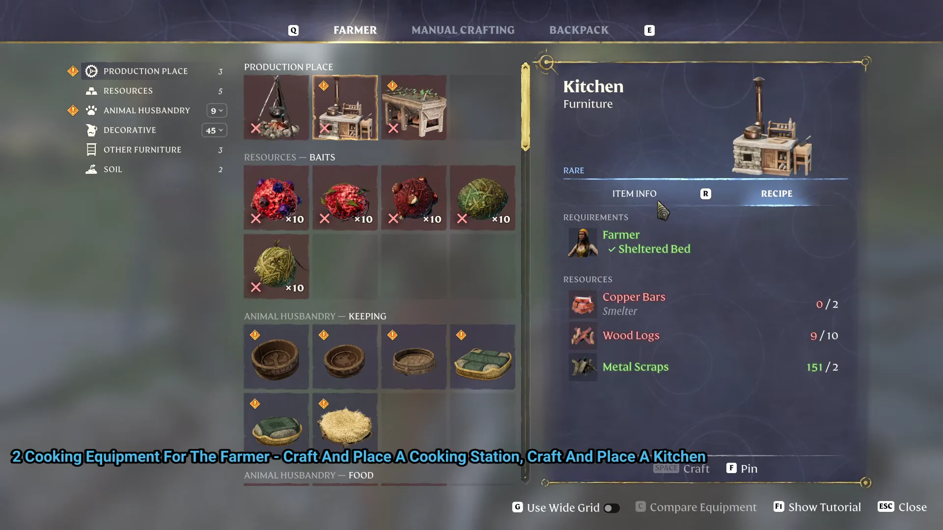 Kitchen recipe card at the Farmer