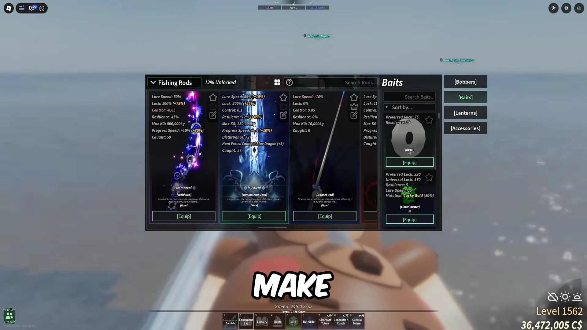 Recommended Rods u0026 Bait (Luck Stats)