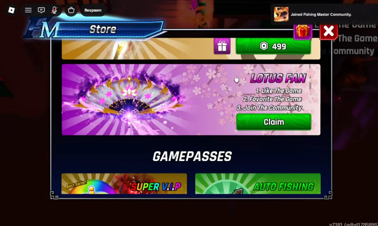 Claiming Free Lotus Fan