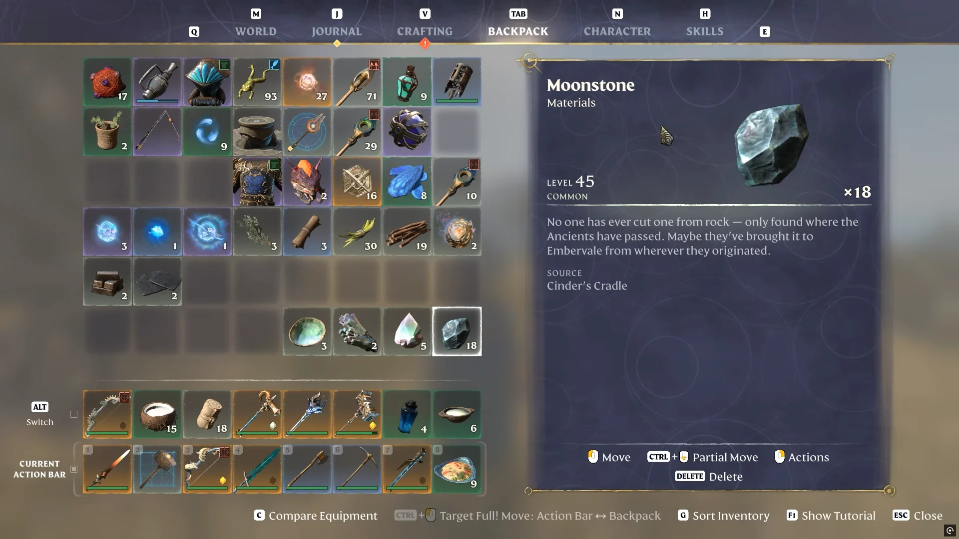 Required Materials in Backpack