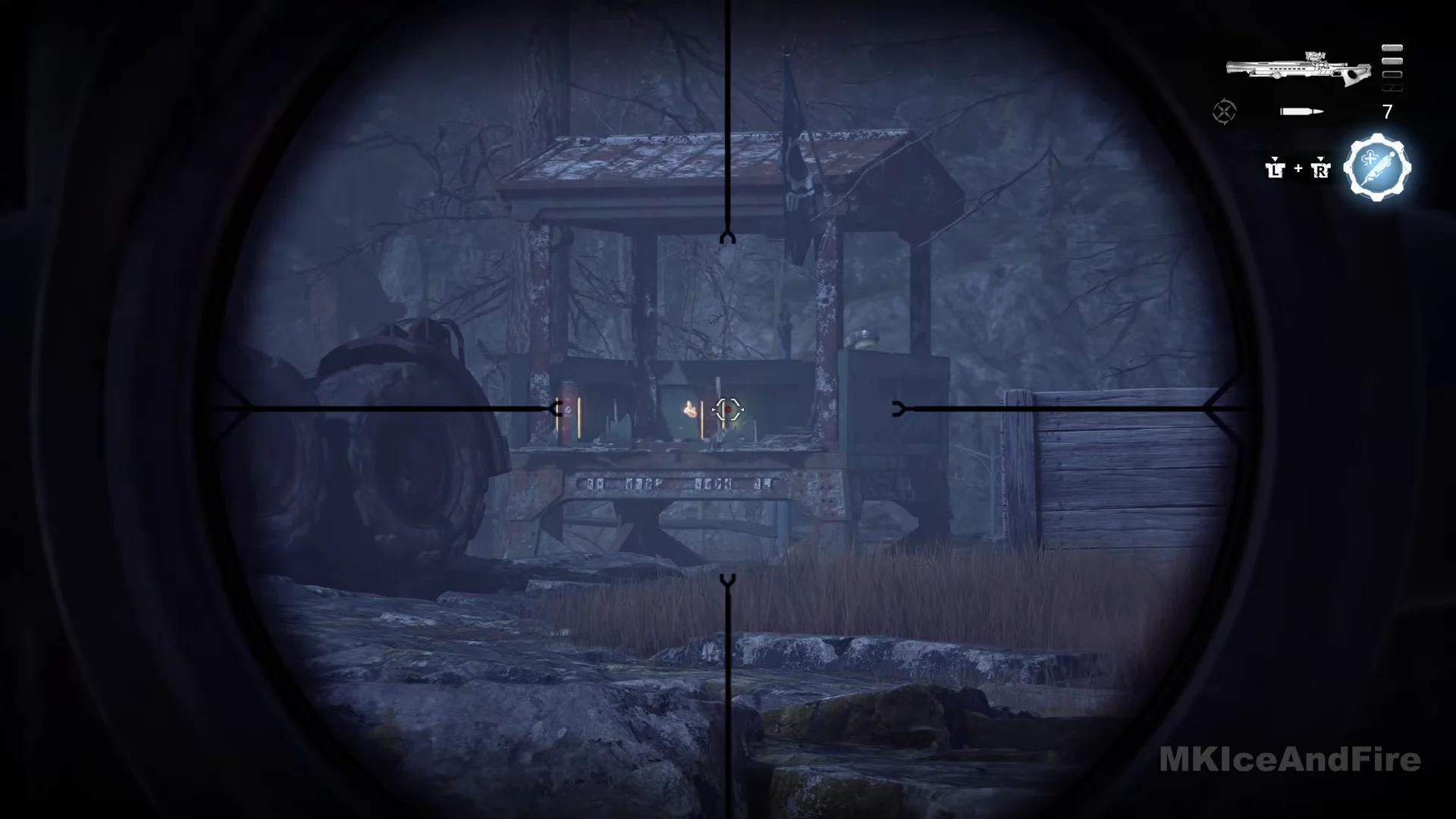 Longshot scoped on the guard tower