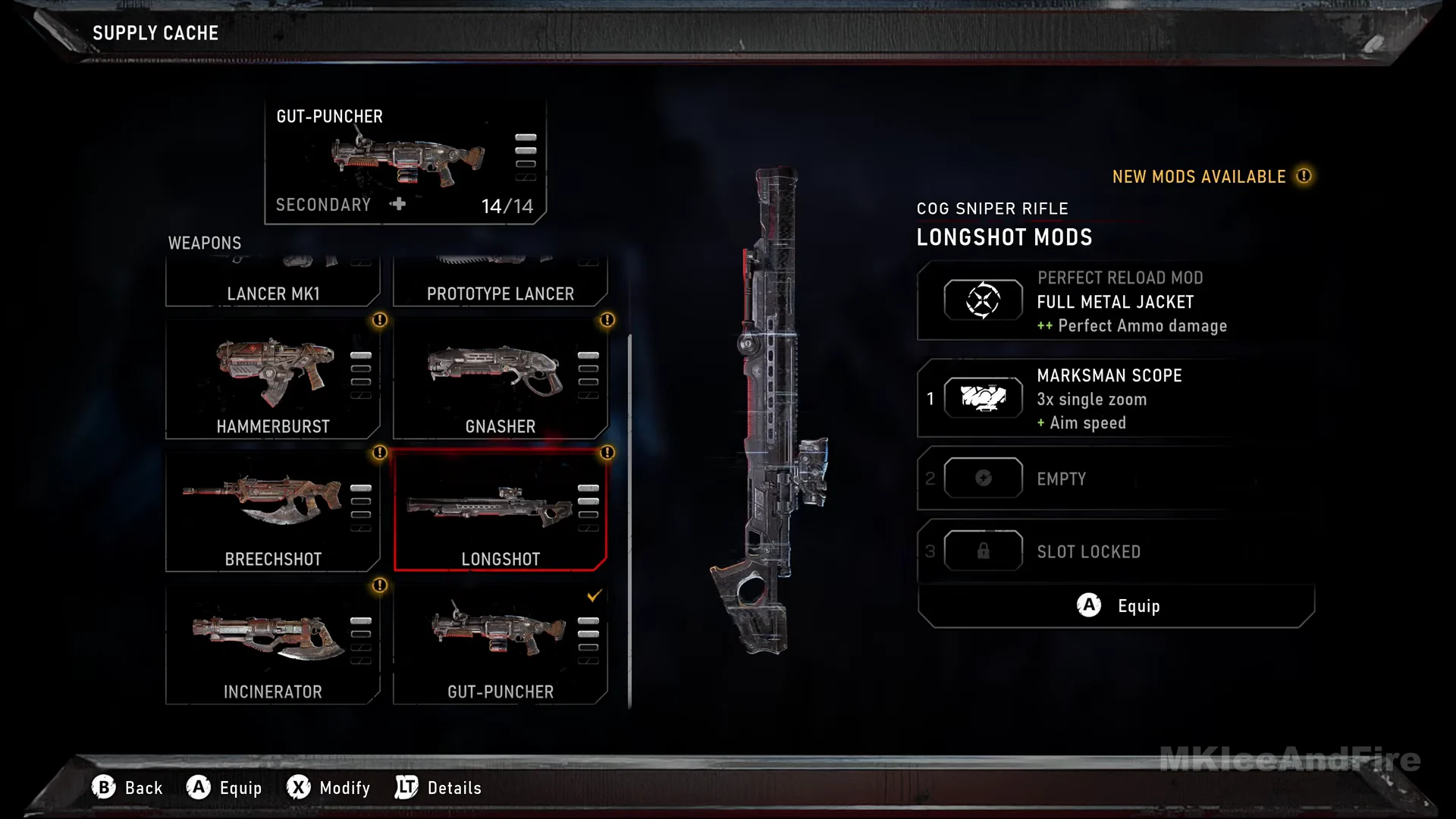 Weapon grid with eight weapons