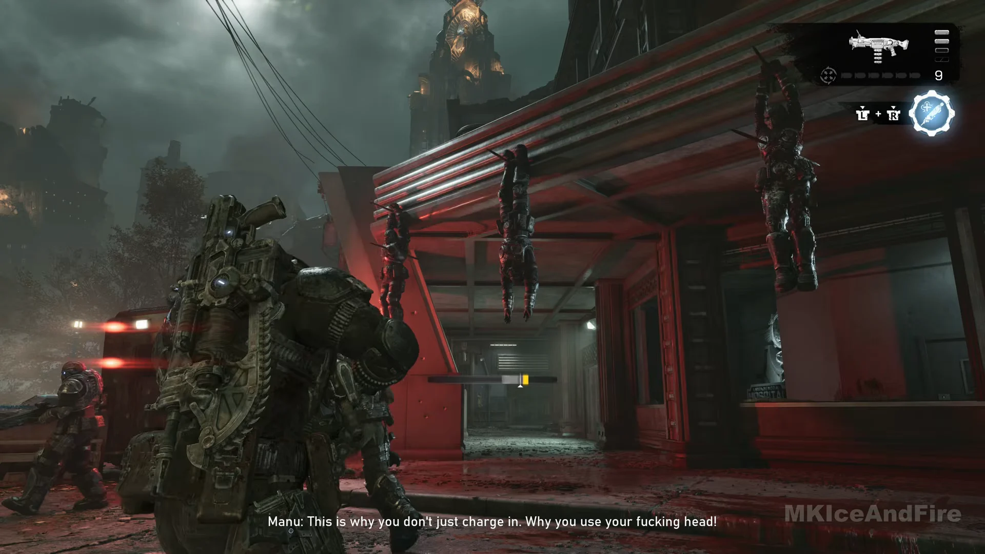 Epsilon Squad hanging from the canopy