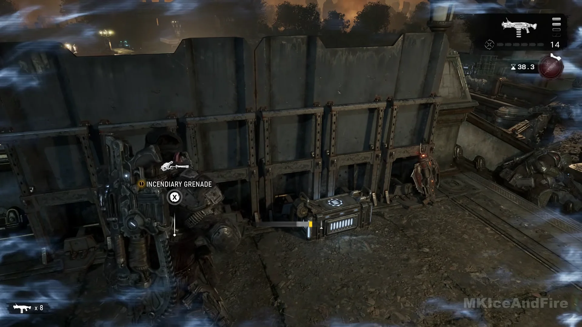 Incendiary Grenade behind barrier plates