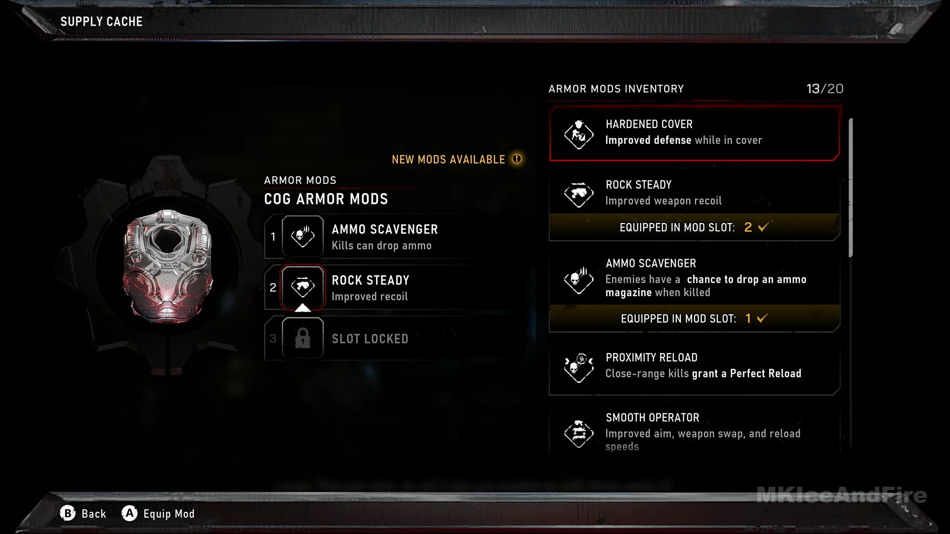 Armor mod inventory at 13/20