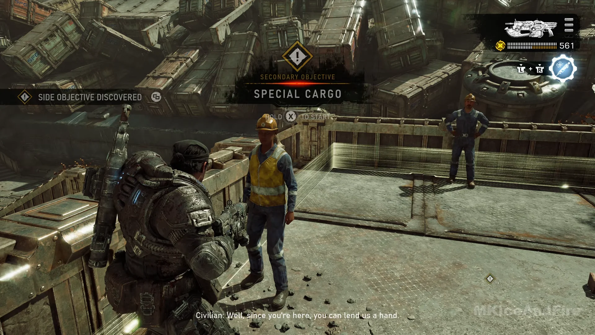 Dock worker and Hold X to start