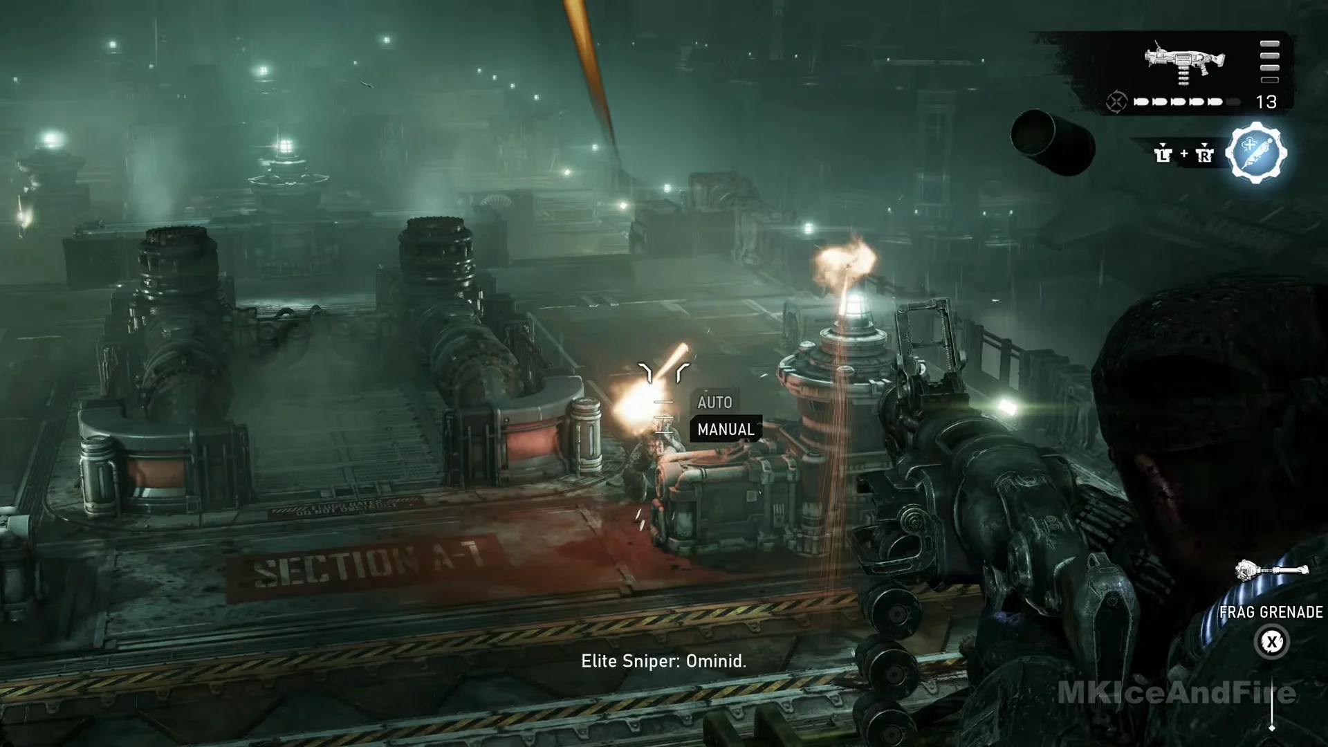 Floodgate walkway under sniper fire