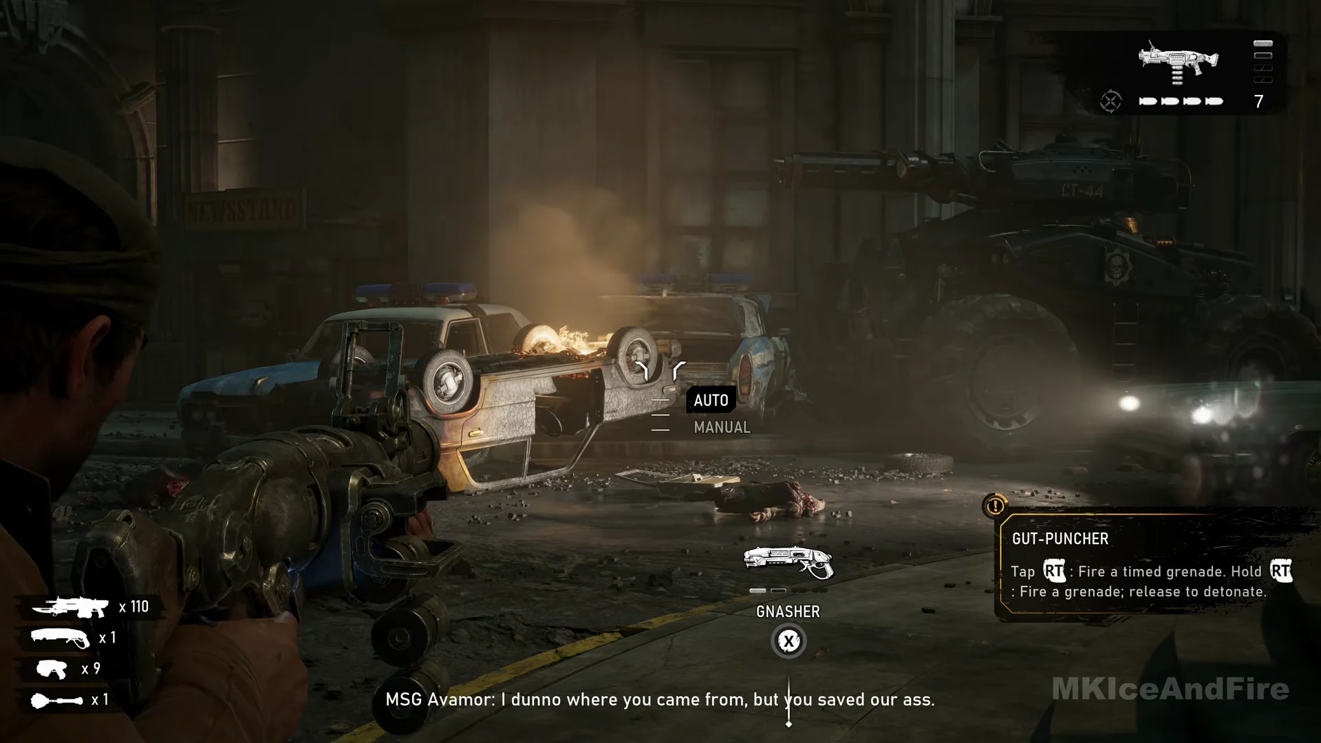 Tutorial card and AUTO / MANUAL reticle