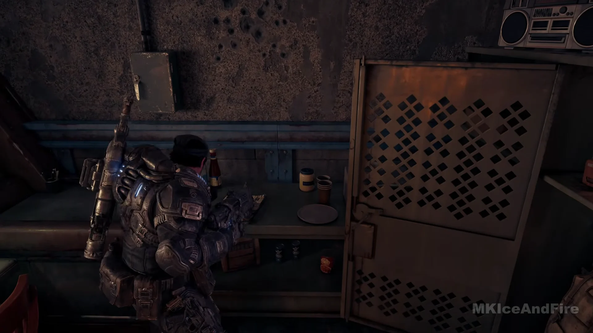 Magazine on the counter by the locker