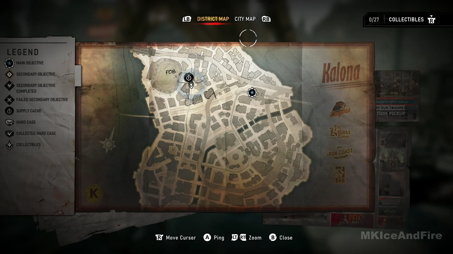 District map with the legend