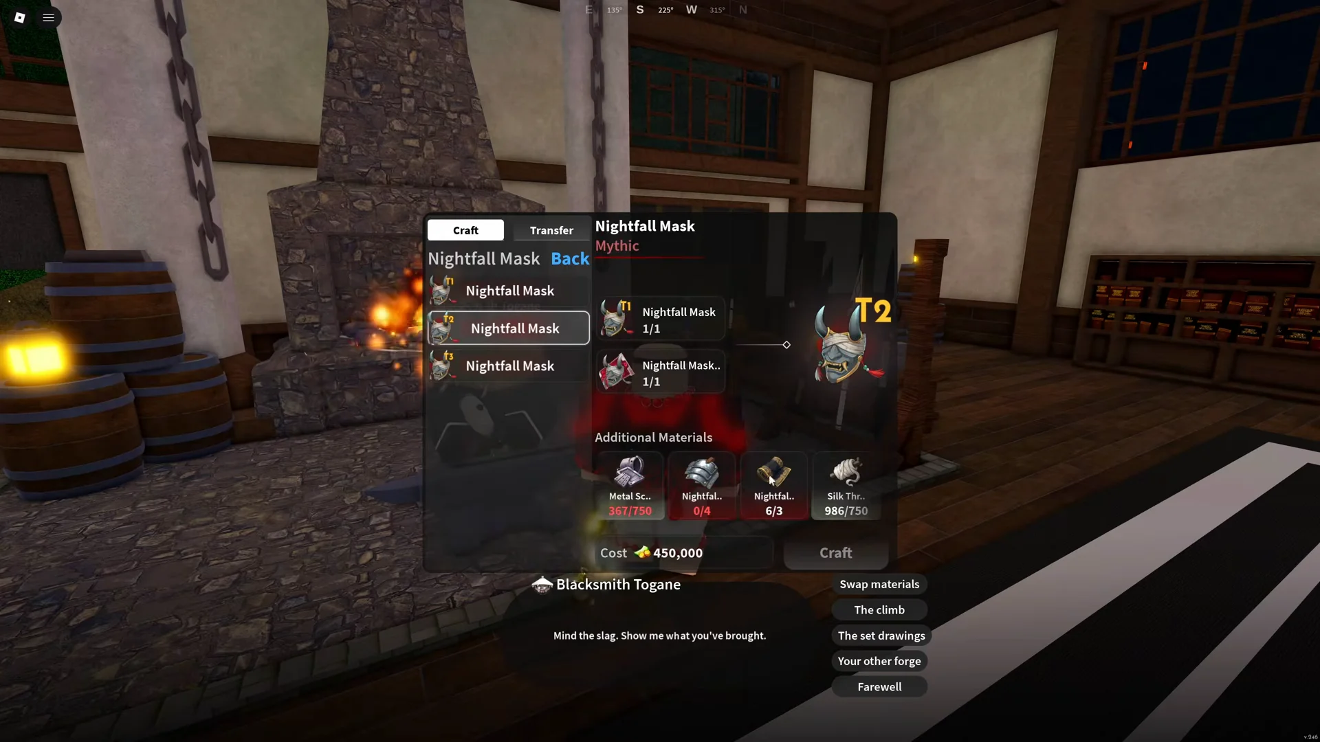 Checking Blacksmith Crafting Recipes