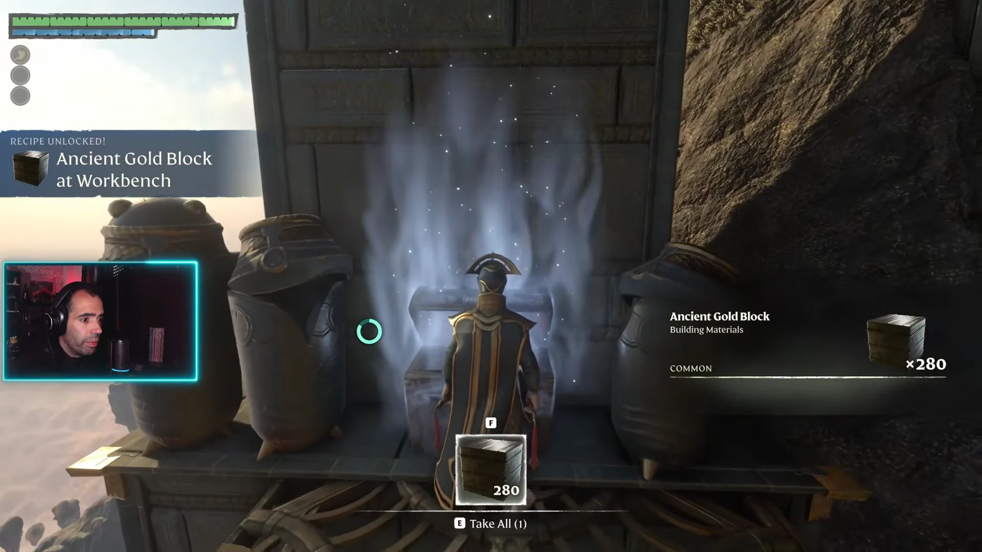 Looting the Ancient Gold Block chest