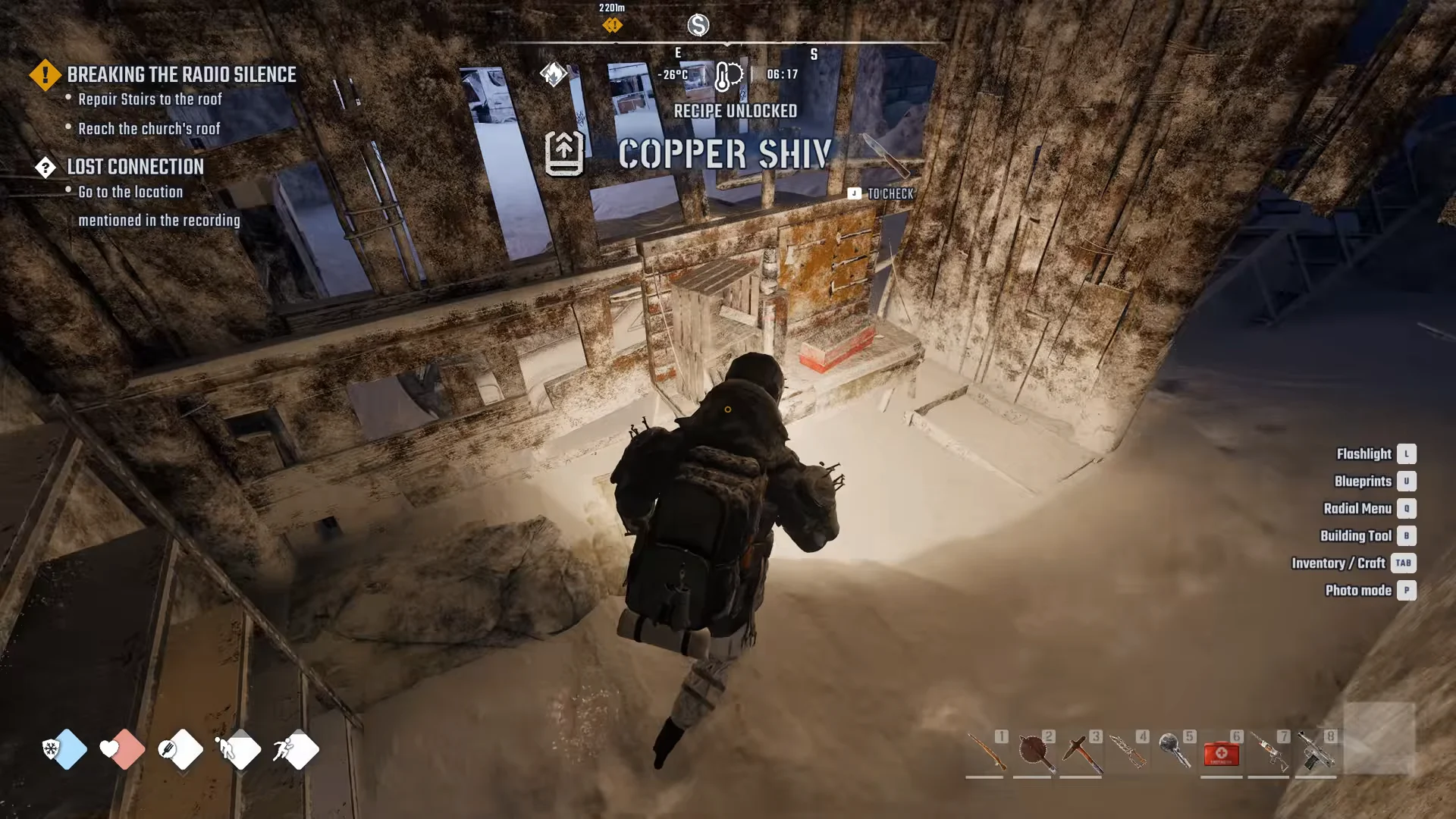 Copper Shiv banner in the garage room