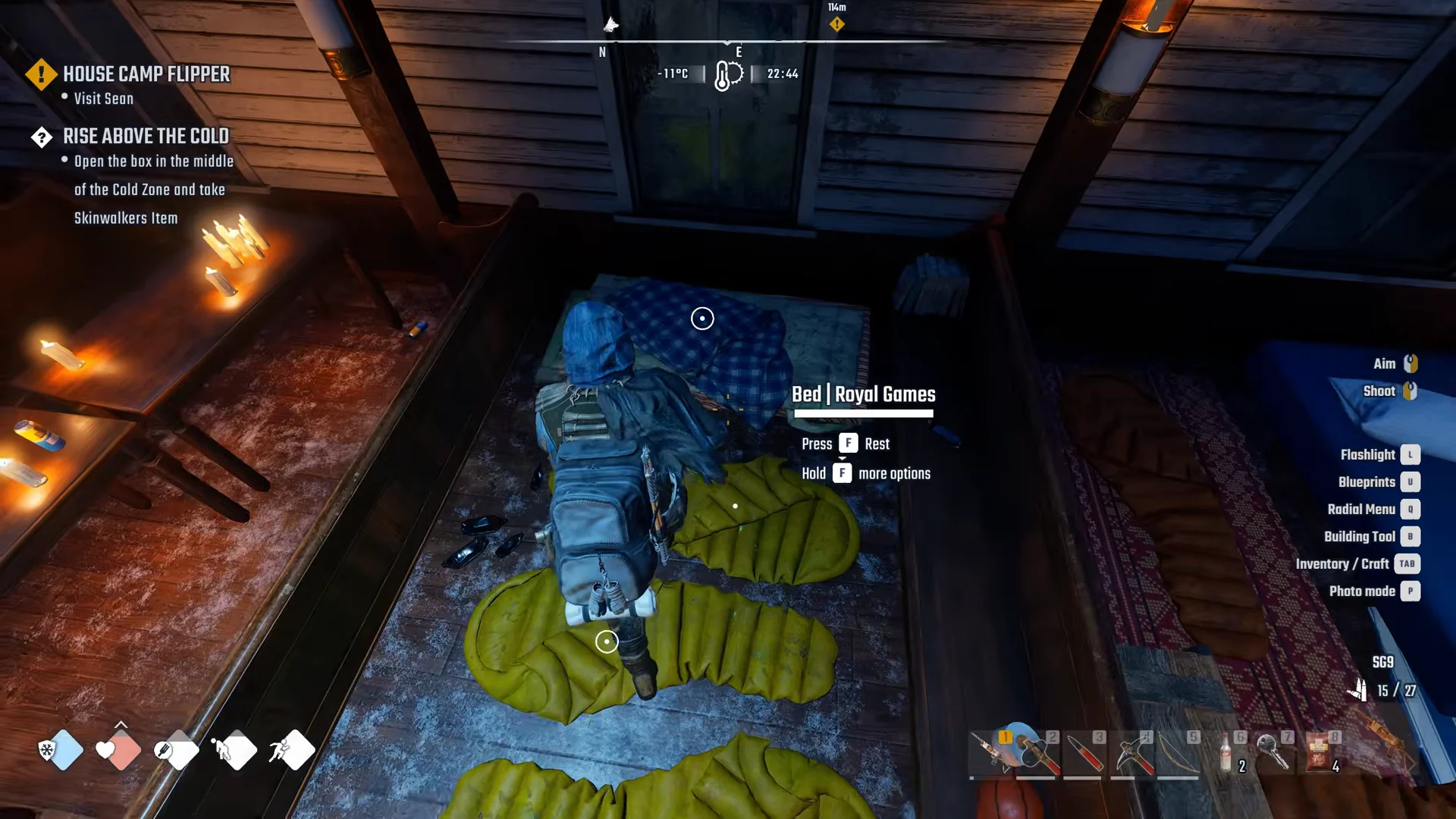 Bed prompt in the sleeping area