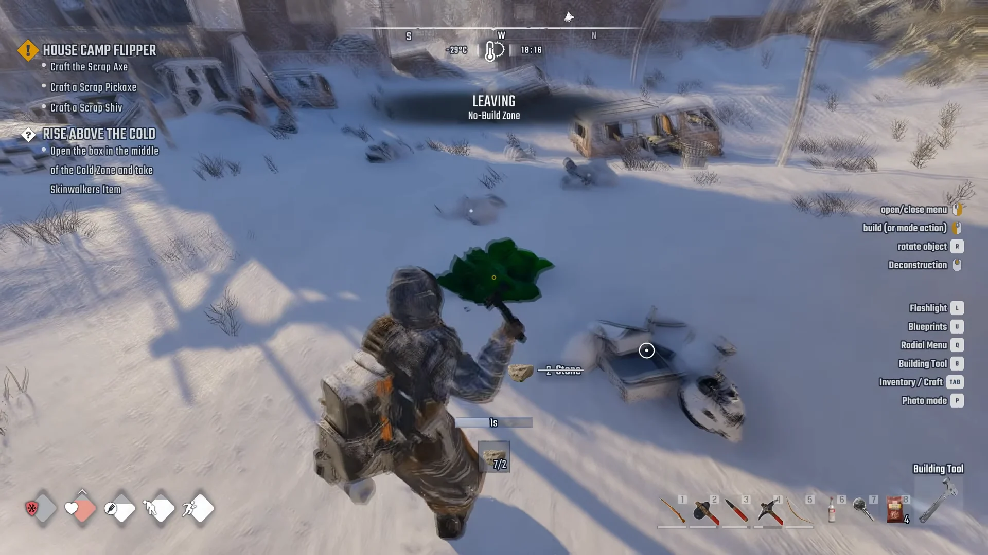Placing a Campfire outside the No-Build Zone