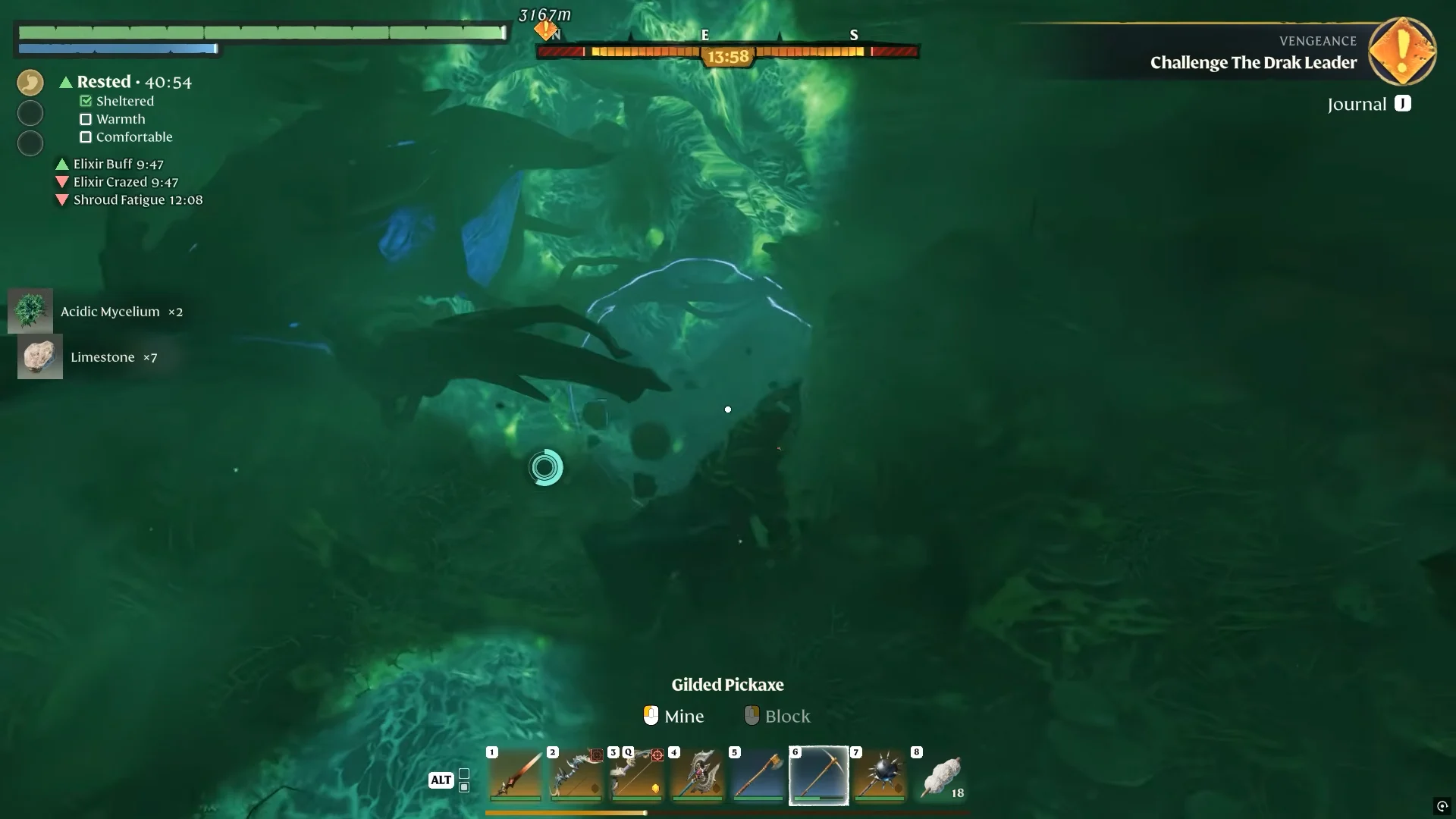 Mining Around Defeated Large Shroud Creature