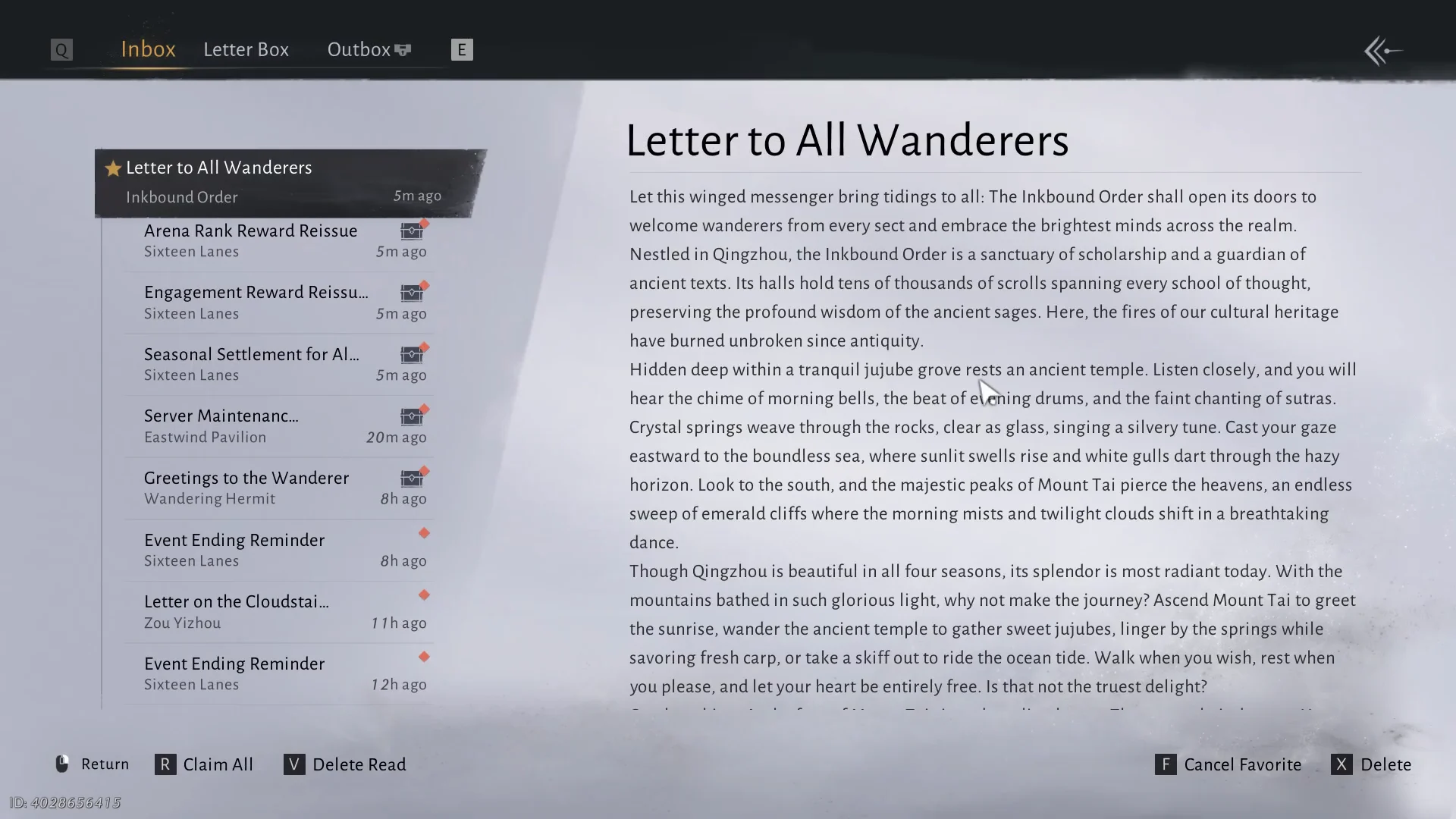 Quest Log & Letter Reading