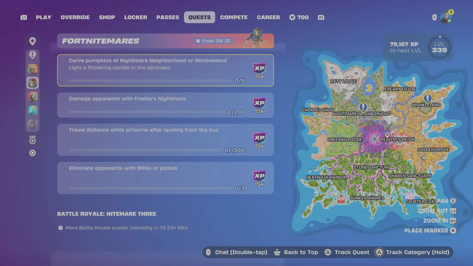 Quest 1: Carve pumpkins Menu & Map