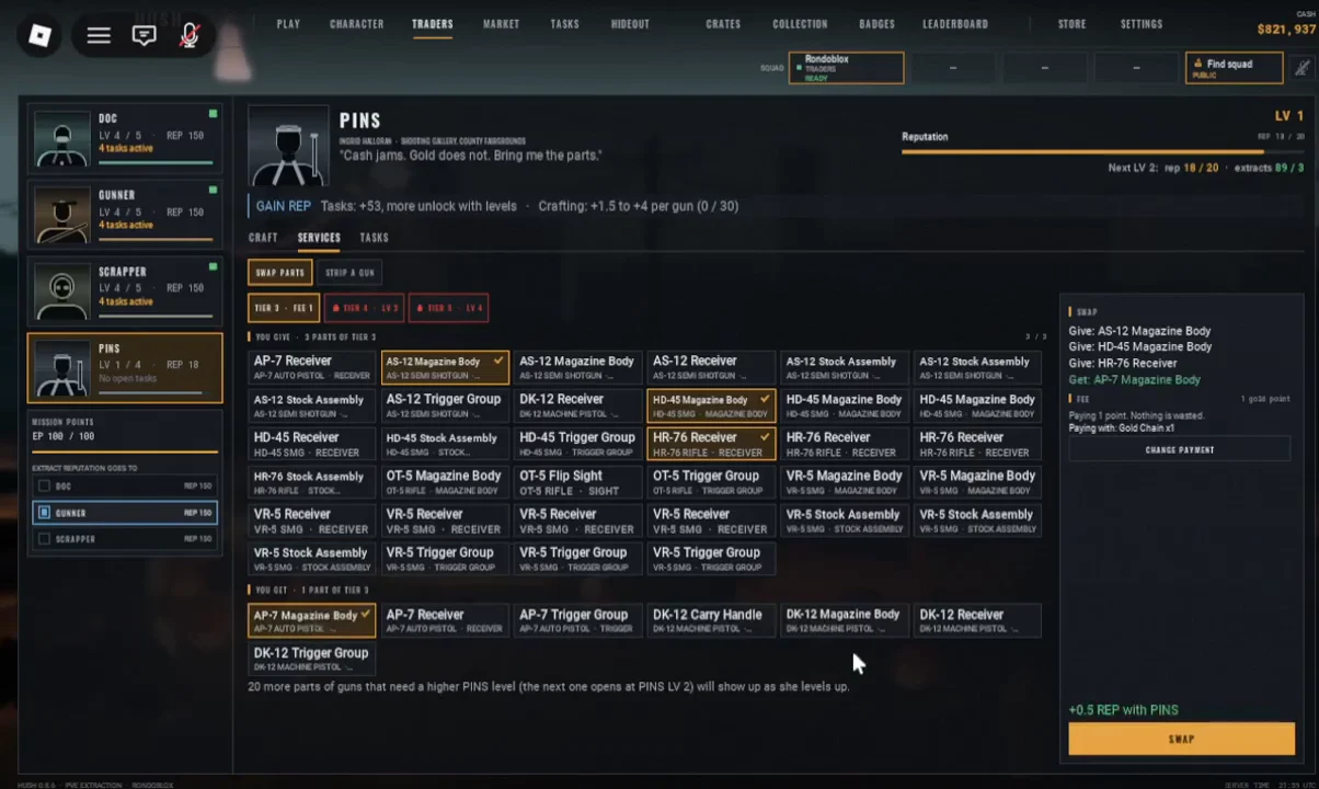 Selecting Swap Parts