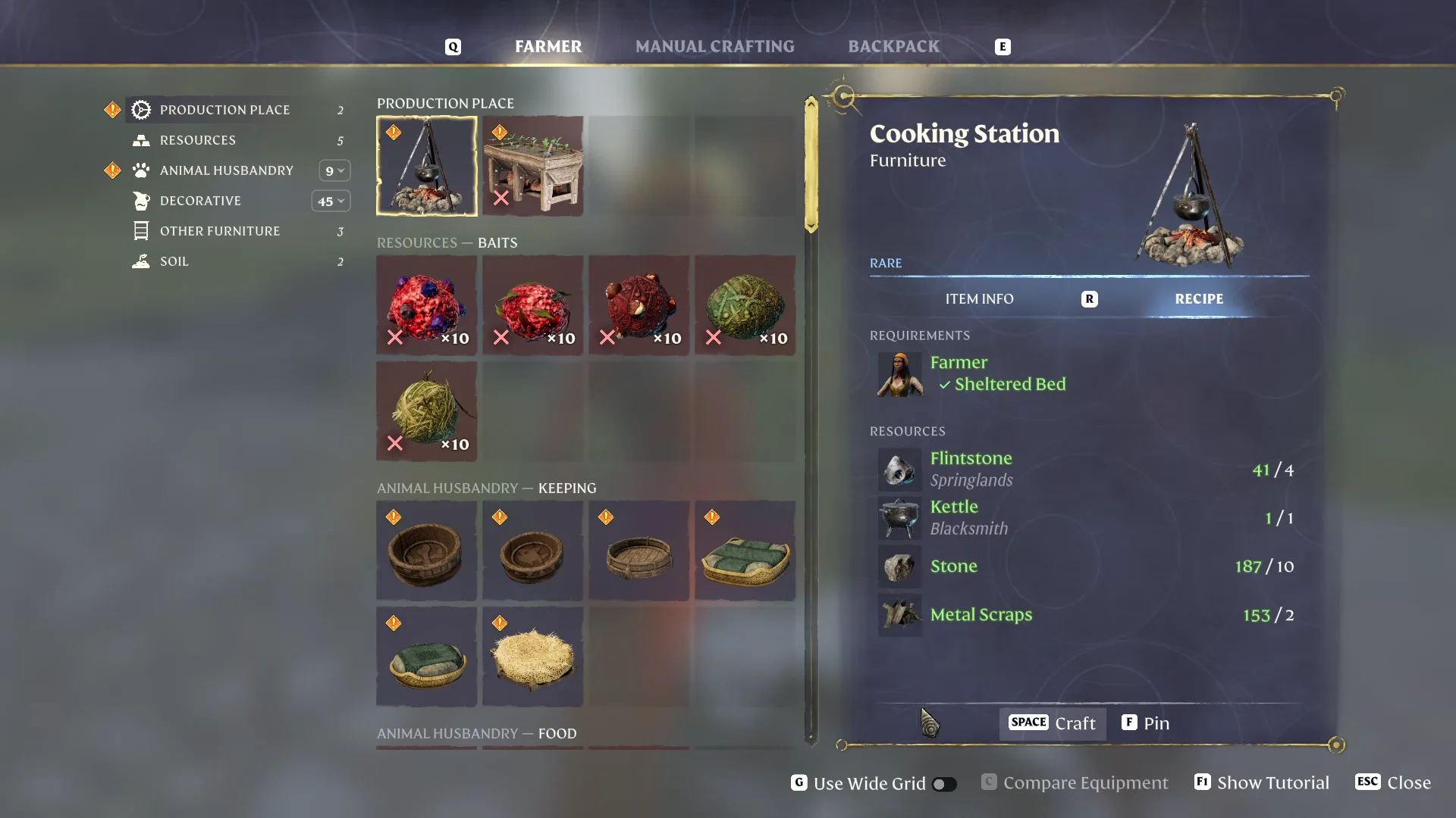Cooking Station recipe card at the Farmer