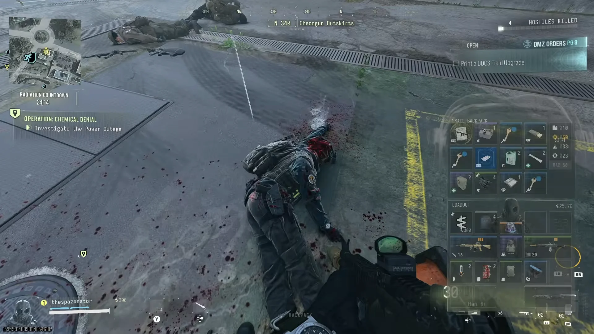 Looting enemy operator backpack