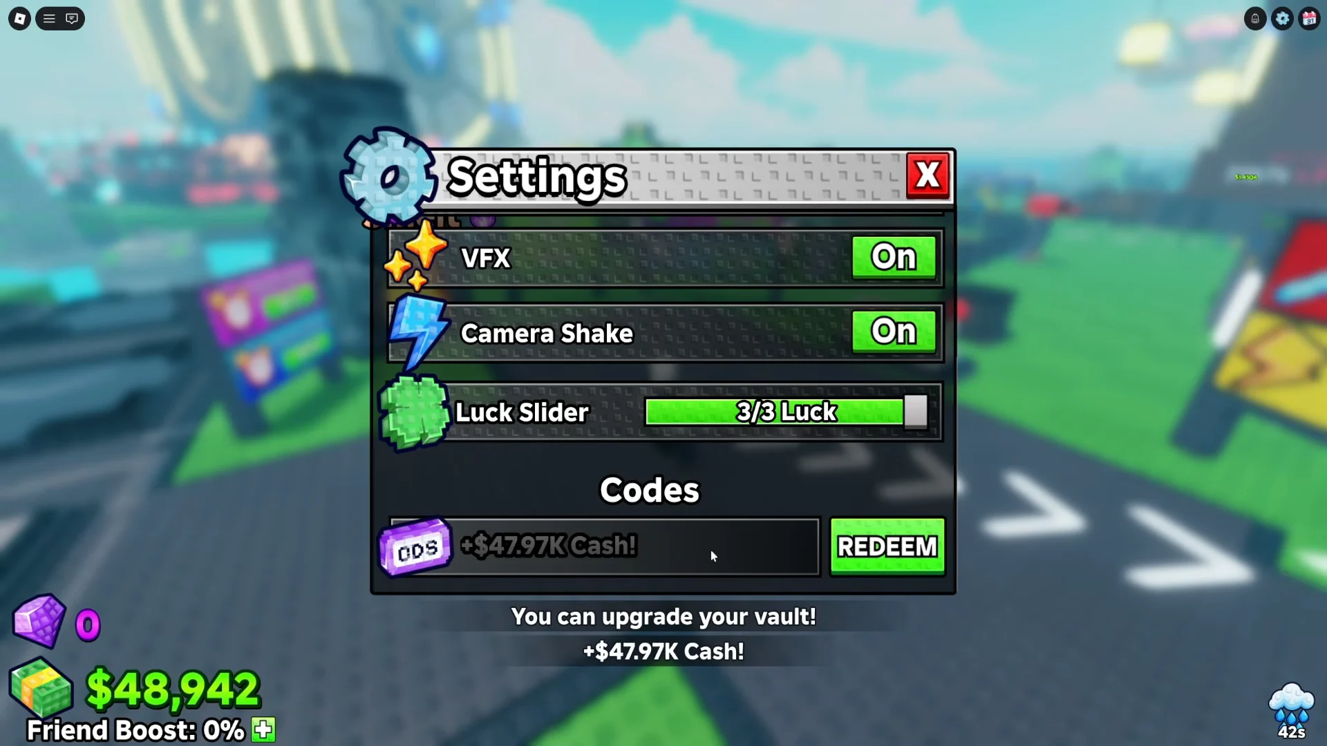 Settings Menu & Codes