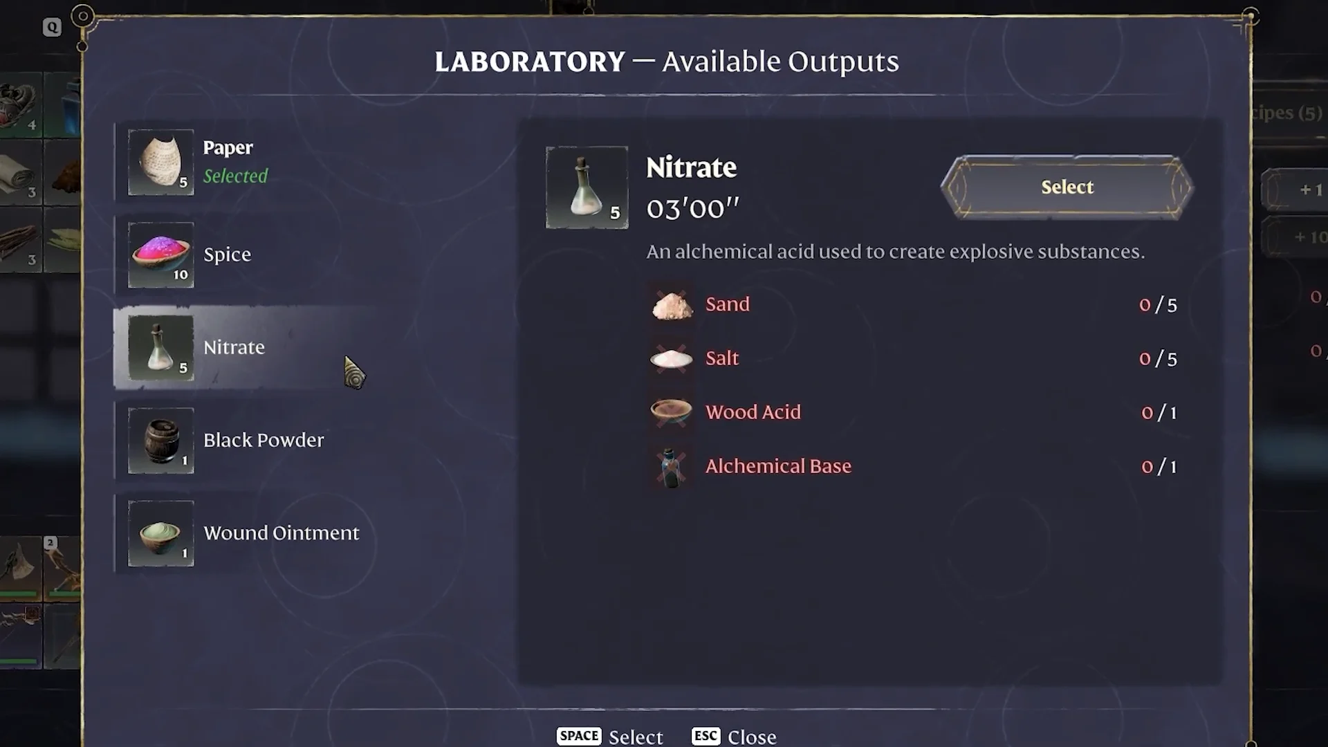 Laboratory output list with Nitrate