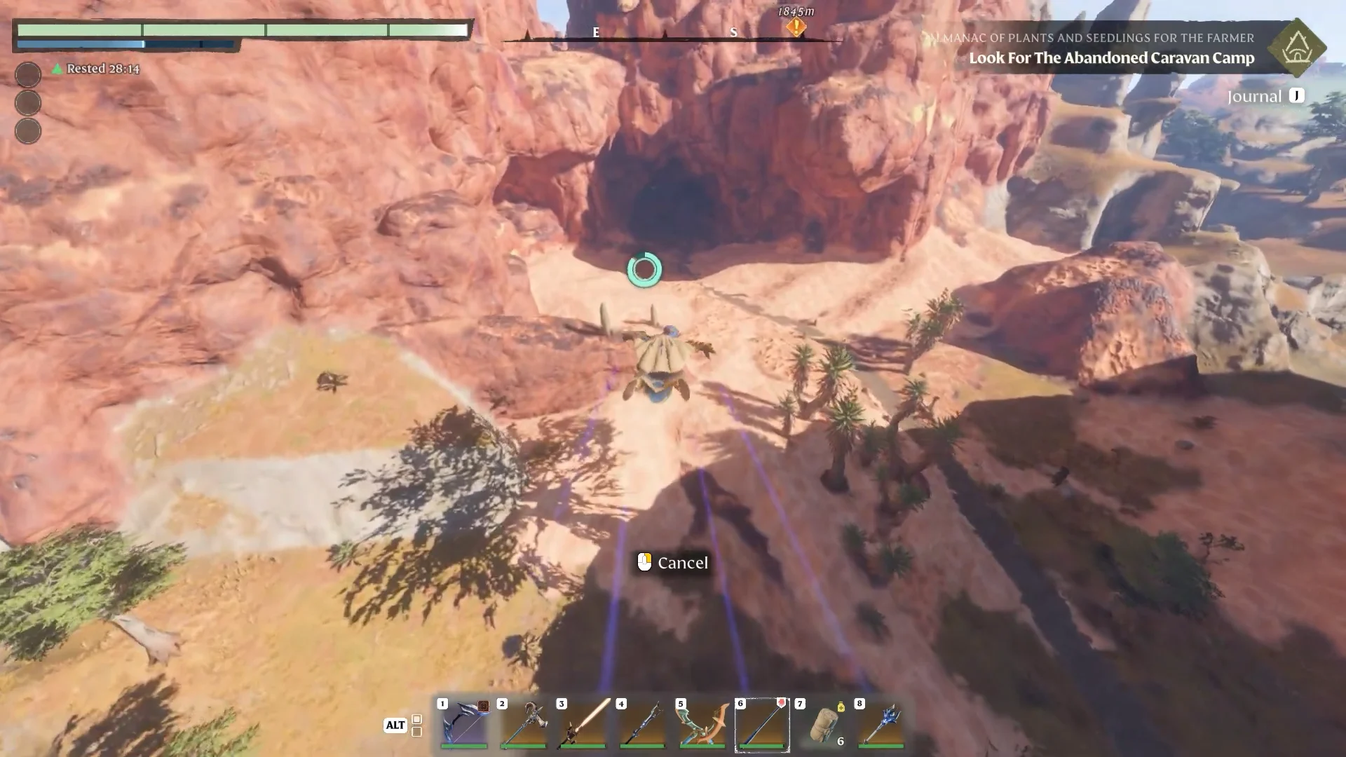 gliding toward the red rock desert