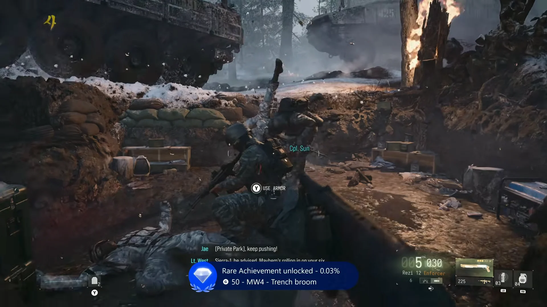 Securing final kills and unlocking achievement