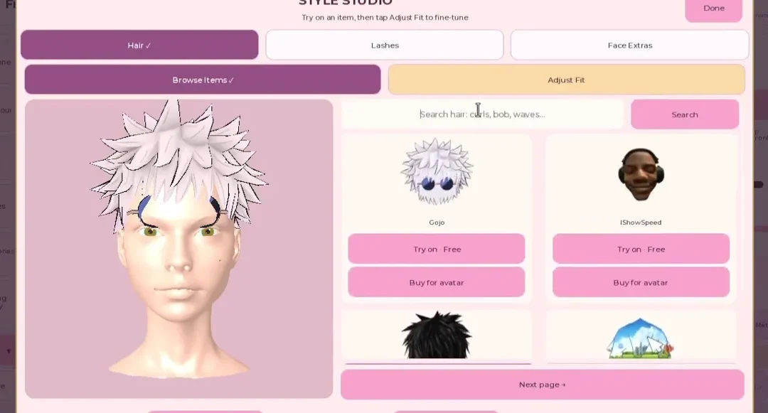 Trying on Gojo Hair