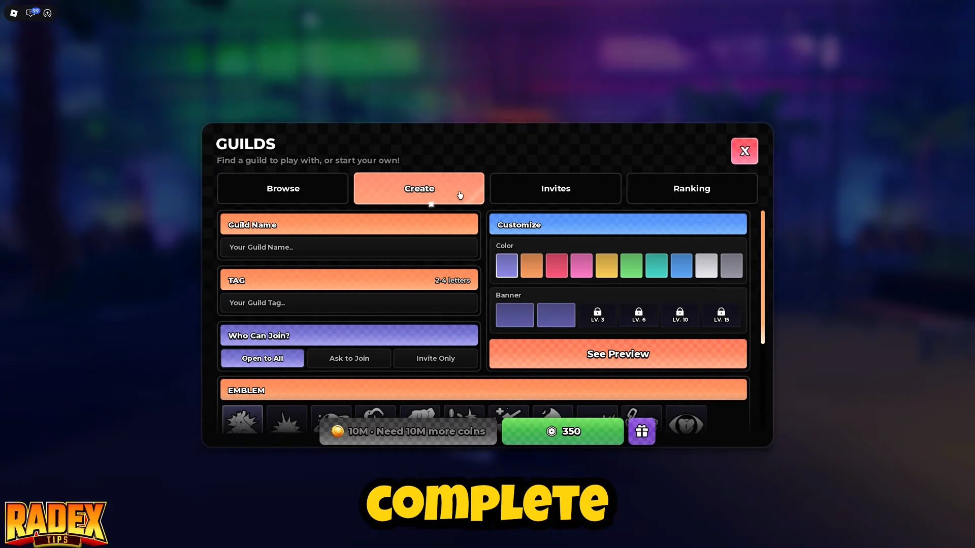 Creating a Guild Interface