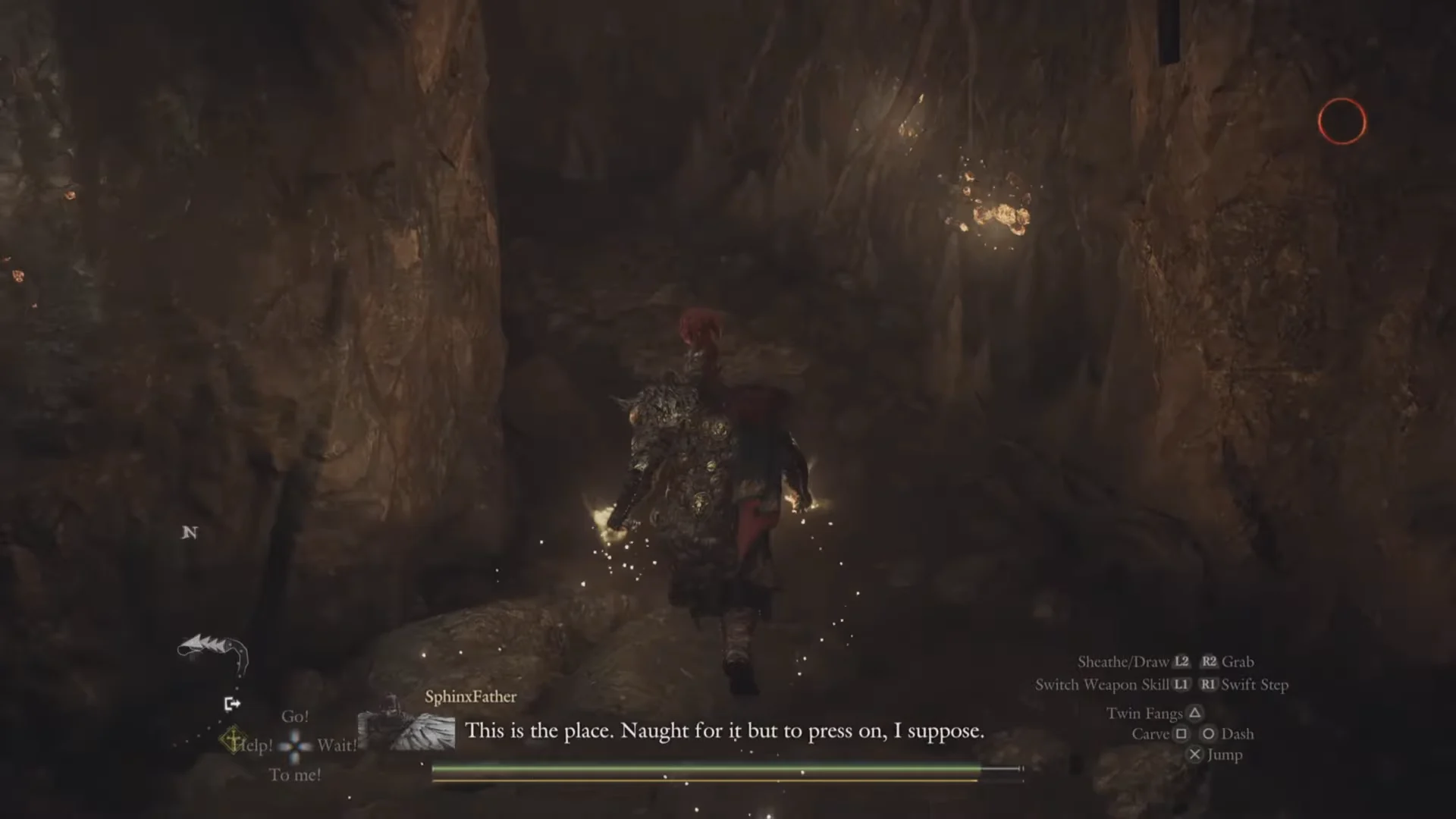 Sunken Spire banner inside cave