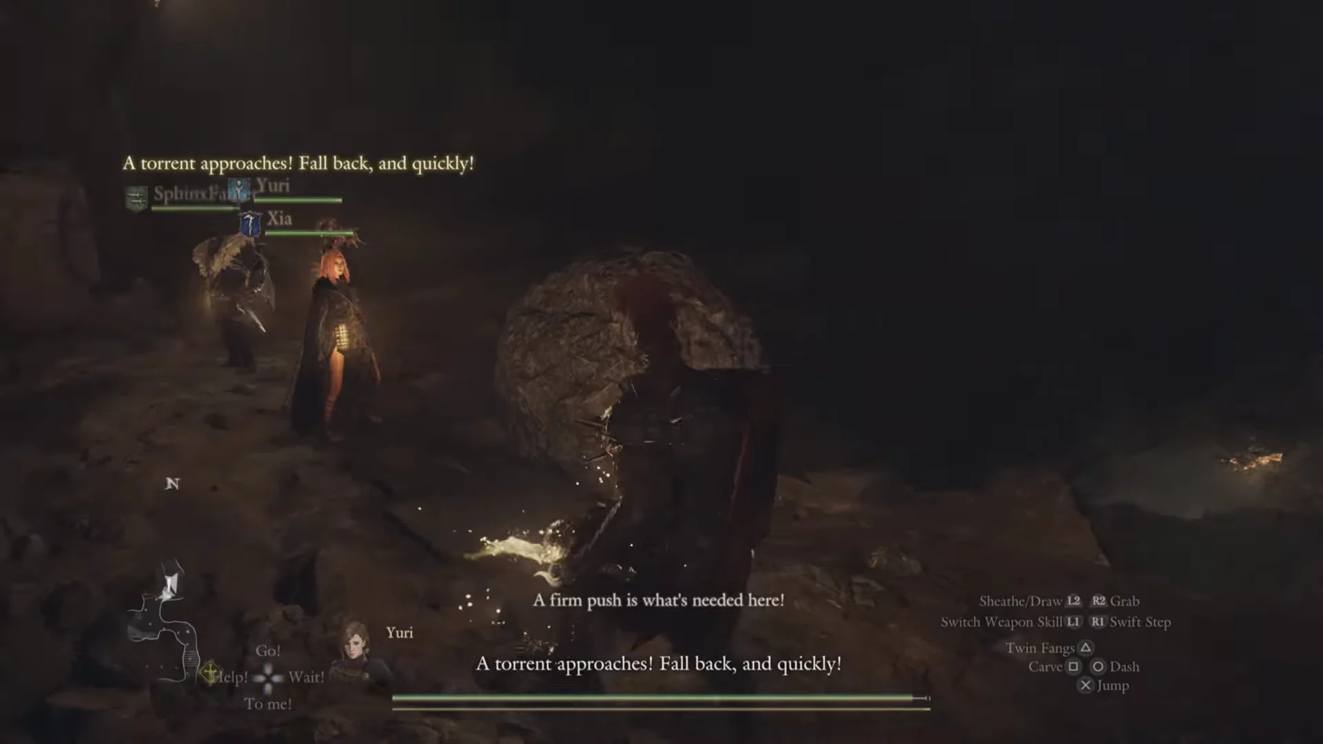 The boulder that drains the cavern