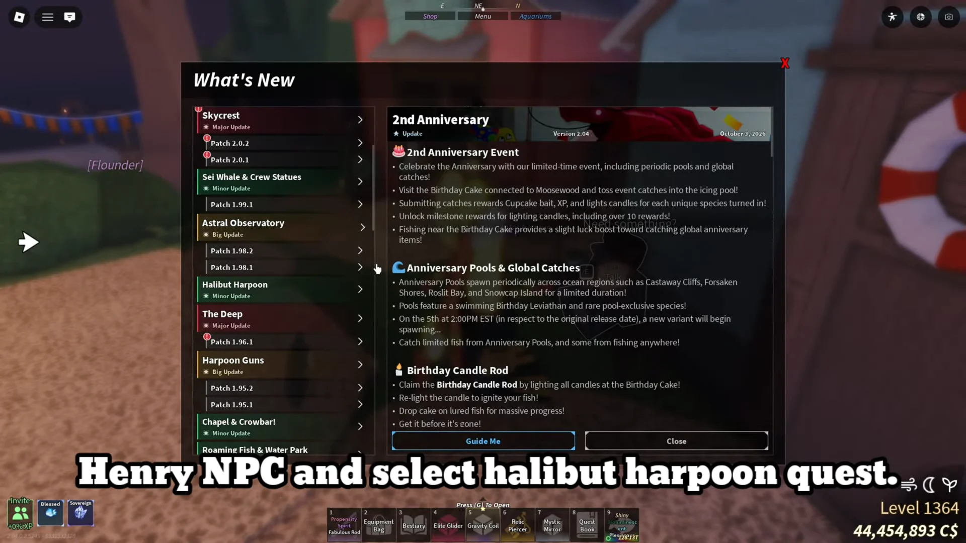 Activating Halibut Harpoon Quest Tracking