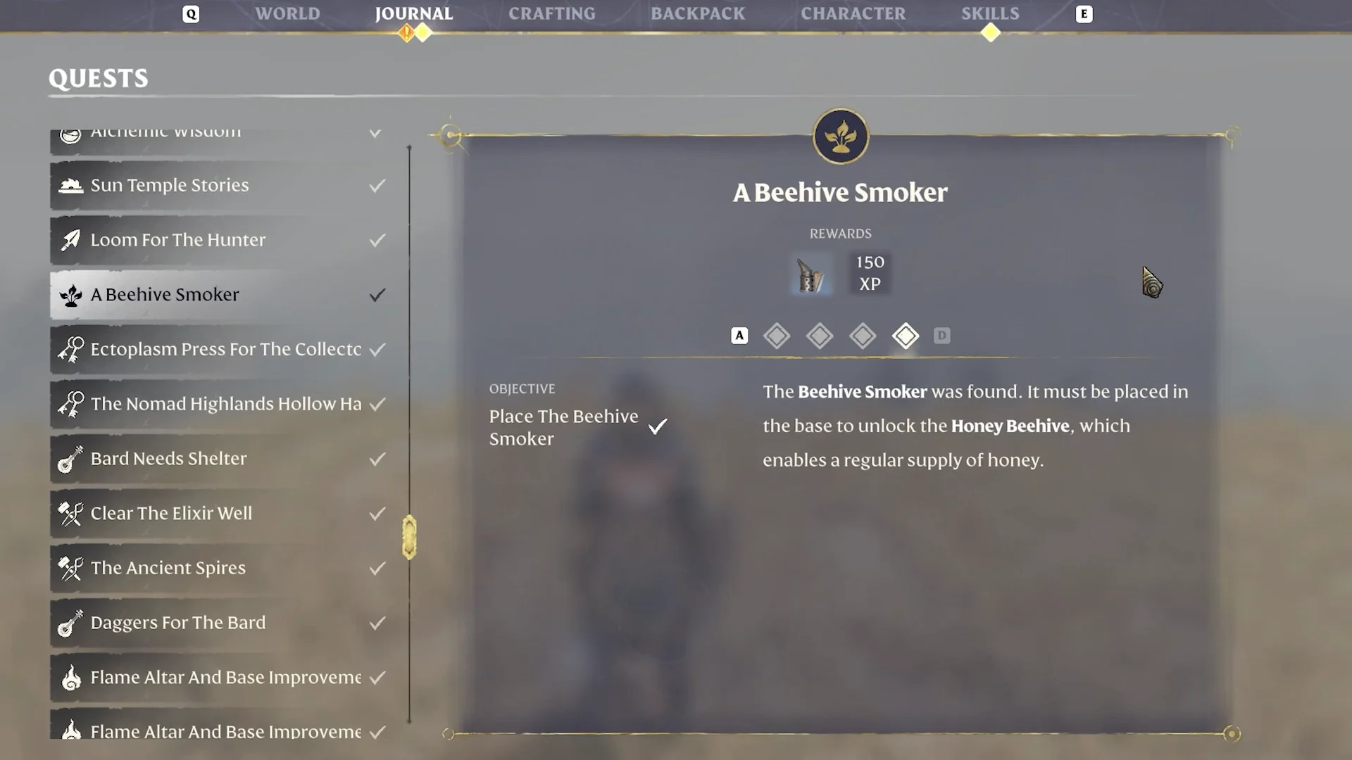quest A Beehive Smoker in the journal