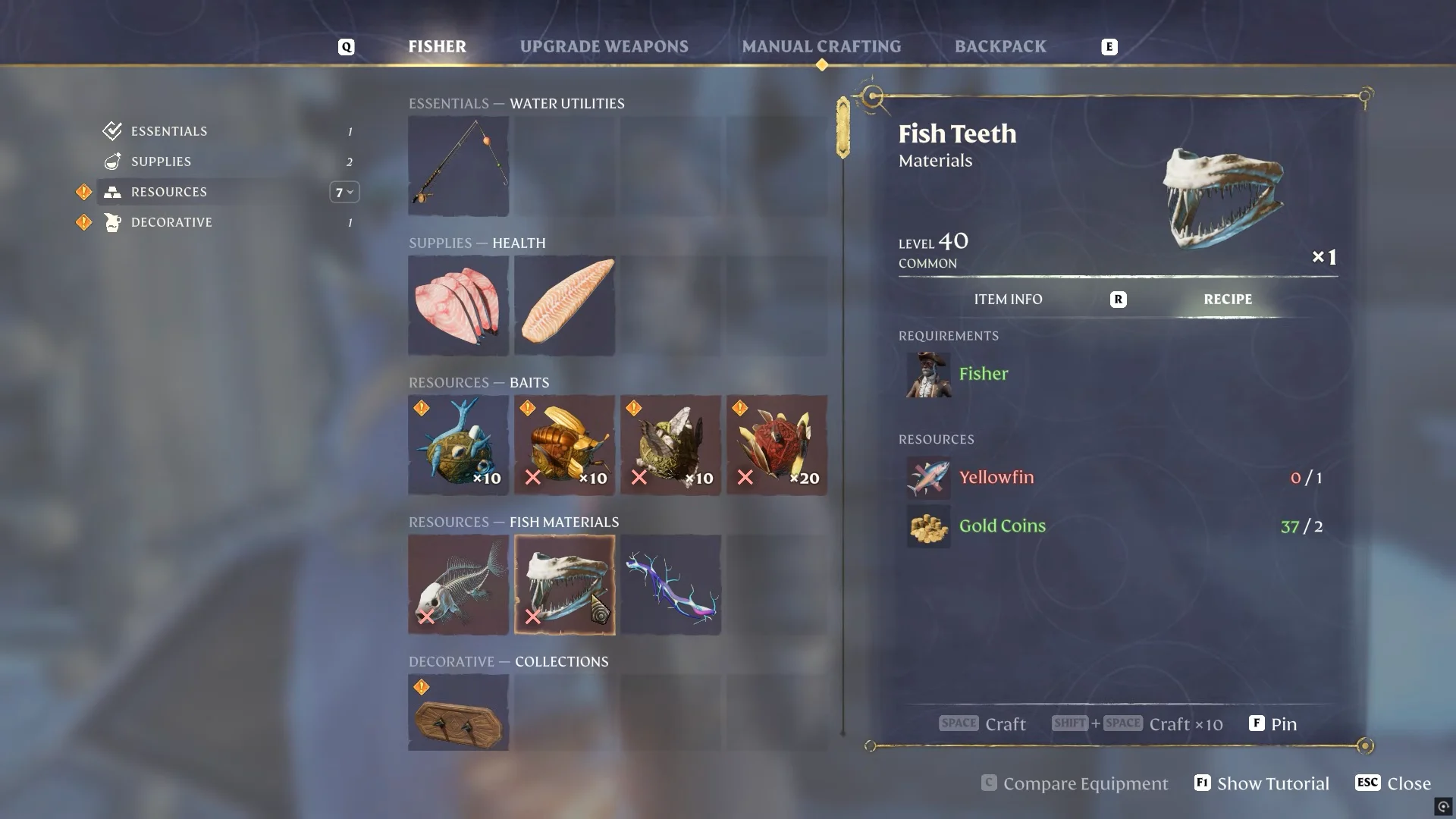 Fish Teeth recipe in the Fisher menu