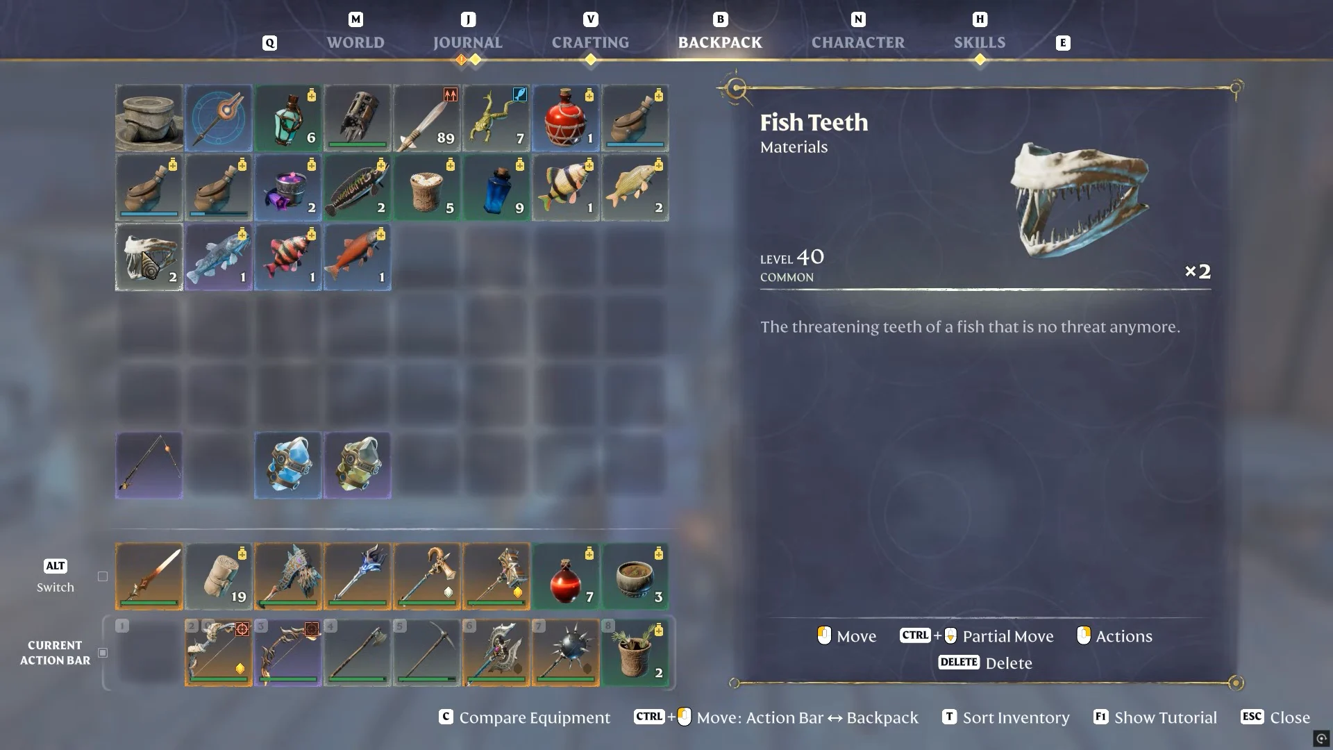 Fish Teeth in the backpack