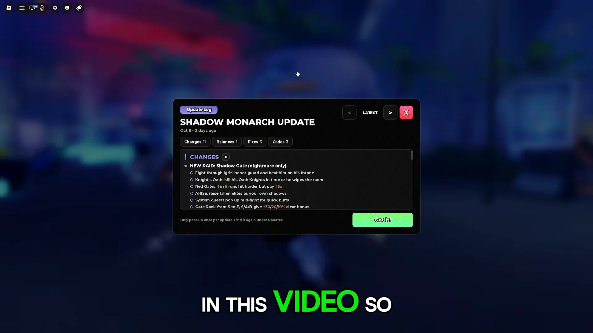 Shadow Monarch Update Notice