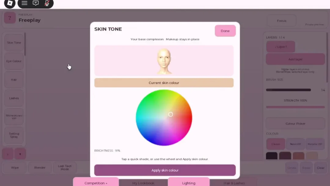 Accessing the Skin Tone Menu
